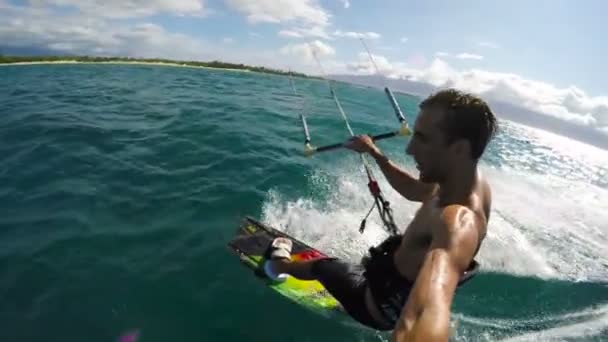 Zwolnionym tempie Hd Pov Kite Surfing — Wideo stockowe