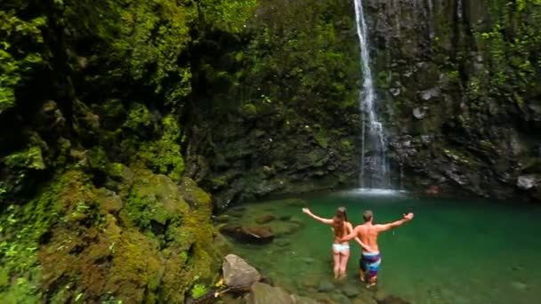 Smooth Slow Waterfall Down Pan — Stock Video