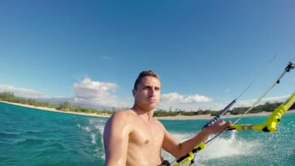 POV Kite Surfing powrotem klapkę — Wideo stockowe