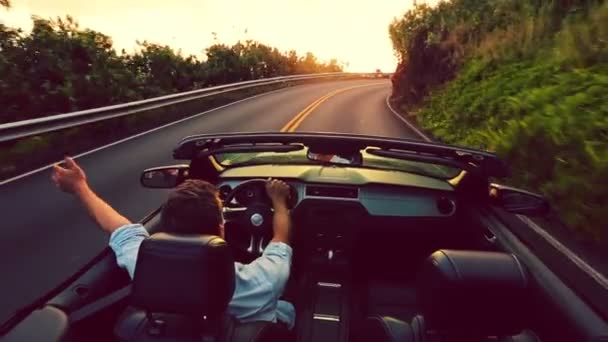 Driving Convertible Country Road — Stock Video