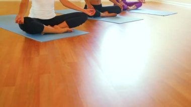 Grup rahatlatıcı ve Yoga yapıyor insan. Sağlık ve sağlıklı yaşam tarzı.