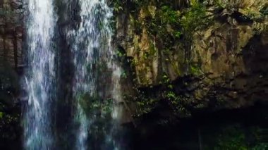 Tropikal orman şelale havadan görünümü