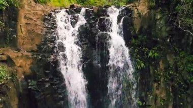 Tropikal orman şelale havadan görünümü