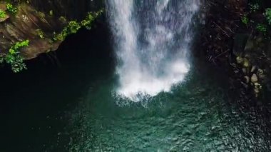 Tropikal orman şelale havadan görünümü