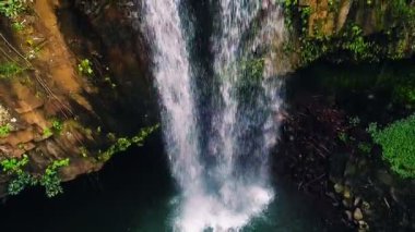Tropikal orman şelale havadan görünümü