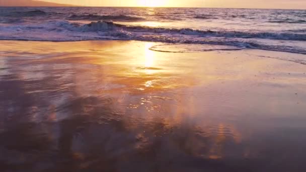 Increíbles vacaciones de lujo al atardecer tropical en la playa de arena húmeda . — Vídeo de stock