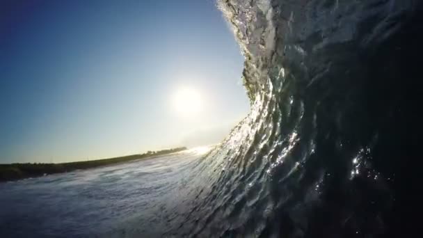 POV Man Surfing Ocean Wave, Extreme Sport HD Slow Motion — Stock Video