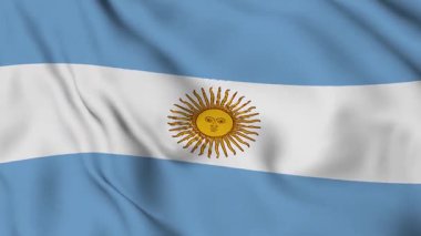 Arjantin ulusal bayrak videosu. 3D Arjantin bayrağı dalgalanan kusursuz döngü video animasyonu