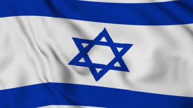 İsrail bayrağının rüzgarda dalgalanan yakın çekimi, gerçekçi 3D animasyon