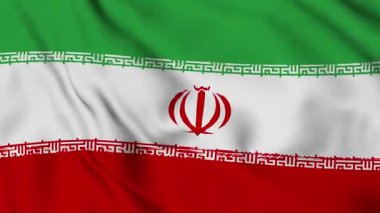 İran İslam Cumhuriyeti bayrağı rüzgarın arka plan döngüsü video animasyonuyla dalgalanıyor