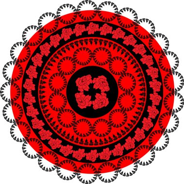 Patera. Siyah ve kırmızı çiçekler