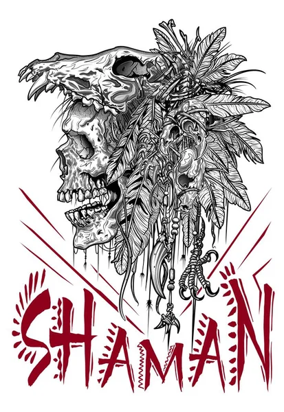 Asustadizo Cráneo Ritual Del Gran Chamán Tatuaje Ilustraciones De Stock Sin Royalties Gratis