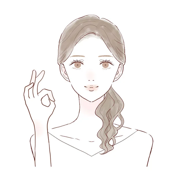 Молодая Женщина Ing Sign She Making Sign One Hand — стоковый вектор