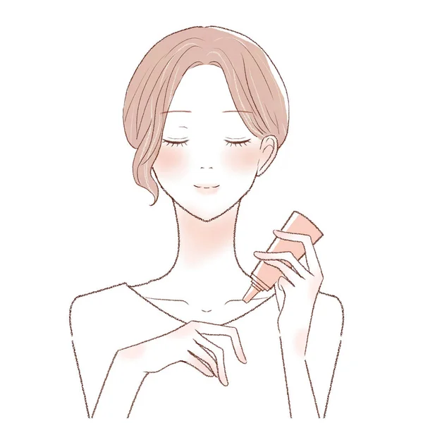 Young Woman Who Applying Hand Cream — Vettoriale Stock