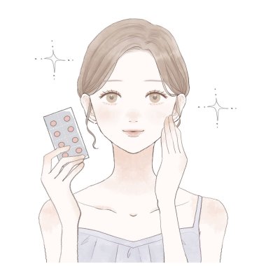 It is a woman with a tablet type supplement.