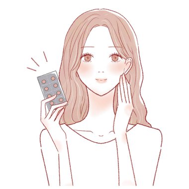 It is a woman with a tablet type supplement.
