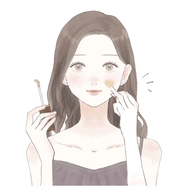 Woman Who Paints Concealer Face — Image vectorielle