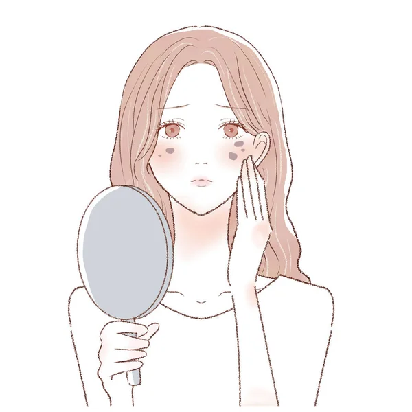 Woman Who Suffers Stain Face — 스톡 벡터