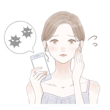 Virüs bulaşmış akıllı telefonlu bir kadın..