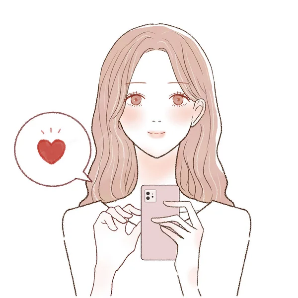 Woman Who Likes Smartphone — Vector de stock