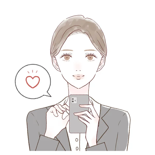 Woman Suit Who Likes Smartphone — Image vectorielle