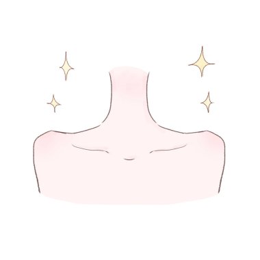 Beautiful decollete. Cute and simple art style. On a white background.