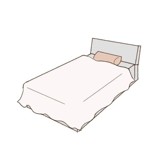 Простая Милая Кровать Милый Простой Художественный Стиль Белом Фоне — стоковый вектор