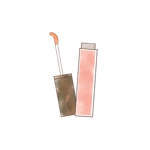 Pink Lip Gloss Cute Simple Art Style White Background —  Vetores de Stock