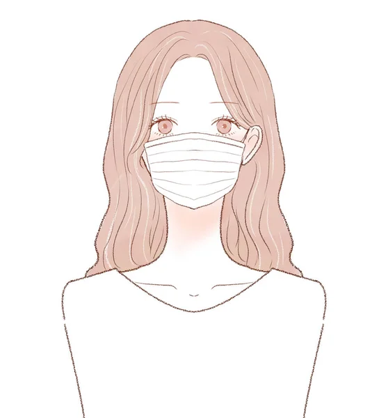 Donna Che Indossa Una Maschera Non Tessuto Sfondo Bianco — Vettoriale Stock