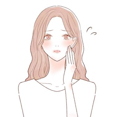 Makyaj krizinden muzdarip bir kadın. Beyaz bir arkaplanda.