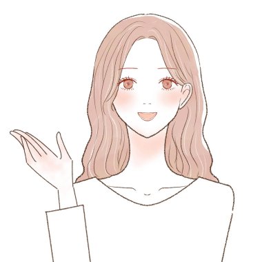 Woman who is guided. On a white background.