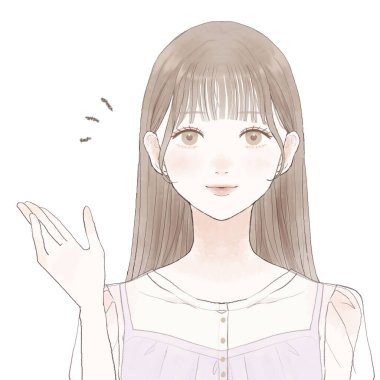 Woman who is guided. On a white background.