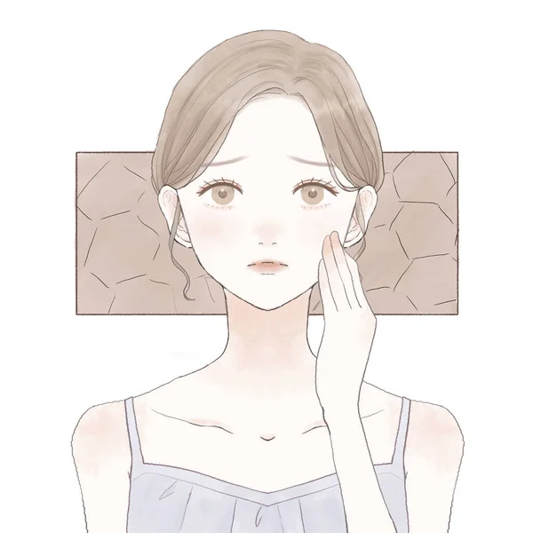 Woman Suffering Dry Skin White Background — 스톡 벡터