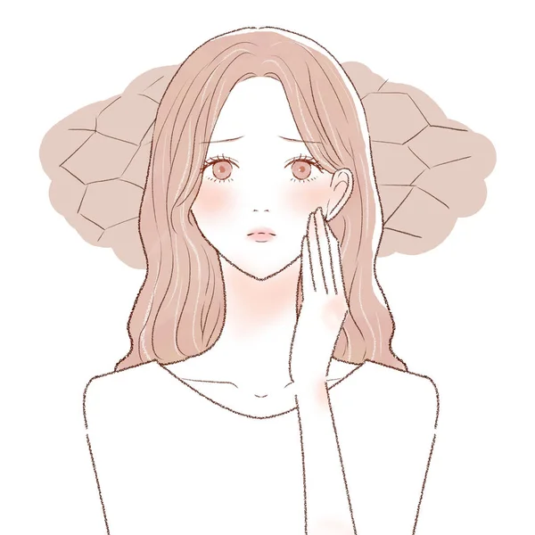 Woman Suffering Dry Skin White Background — 스톡 벡터