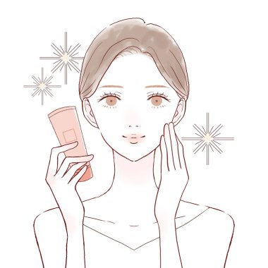 Kozmetik efektlerin görüntüleri. Beyaz bir arka planda. Hoş ve basit bir sanat tarzı..