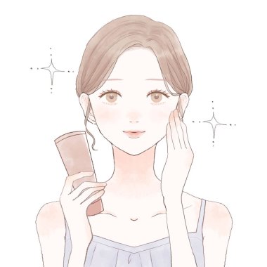 Kozmetik efektlerin görüntüleri. Beyaz bir arka planda. Hoş ve basit bir sanat tarzı..