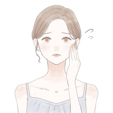 Sorunlu kadın. Beyaz bir arkaplanda.