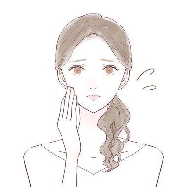 Sorunlu kadın. Beyaz bir arkaplanda.