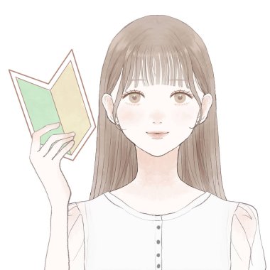 Acemi damgalı bir kadın. Beyaz bir arkaplanda.