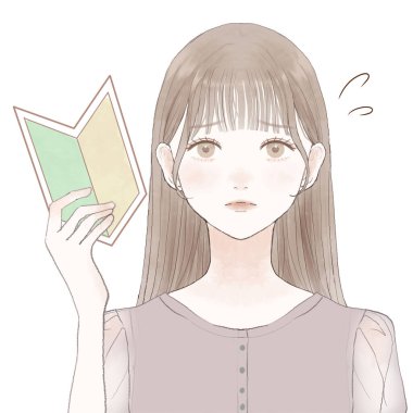 Acemi damgası olan sorunlu bir kadın. Beyaz bir arkaplanda.