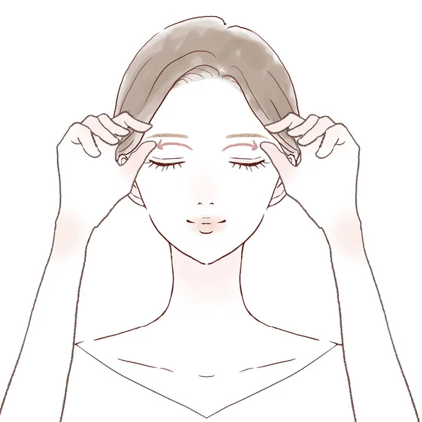 Mujer Masacrando Sobre Los Ojos Sobre Fondo Blanco — Vector de stock