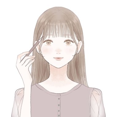 Kaşlı kadın. Beyaz bir arkaplanda.