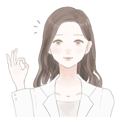 Beyaz bir arka planda imza atan bir kadın doktor..