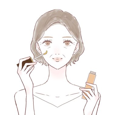 Kapatıcı kullanan orta yaşlı bir kadın. Beyaz bir arkaplanda.