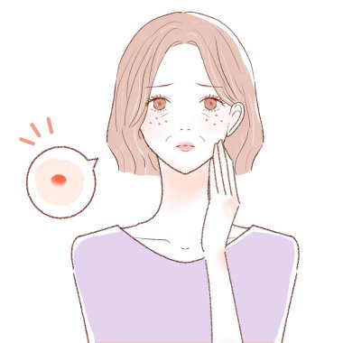 Bikibi 'yi önemseyen orta yaşlı bir kadın. Beyaz bir arkaplanda.