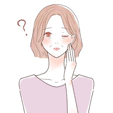 Şüpheleri olan orta yaşlı bir kadın. Beyaz bir arkaplanda.