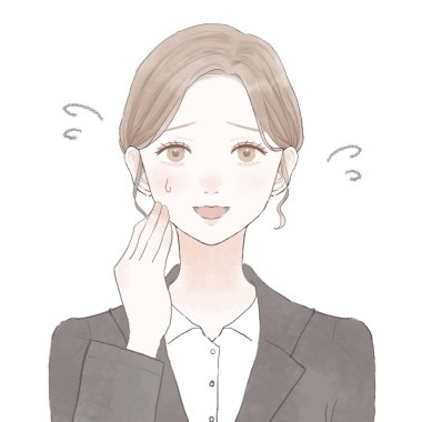 Hoş gülüşlü takım elbiseli bir kadın. Beyaz bir arkaplanda.