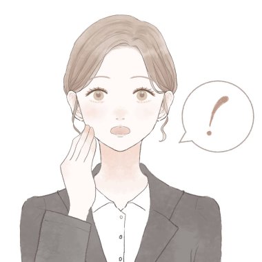 Takım elbiseli şaşırmış kadın. Beyaz bir arkaplanda.