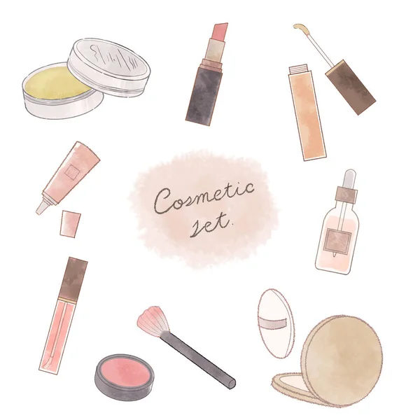 Set Cosmetica Een Witte Achtergrond — Stockvector
