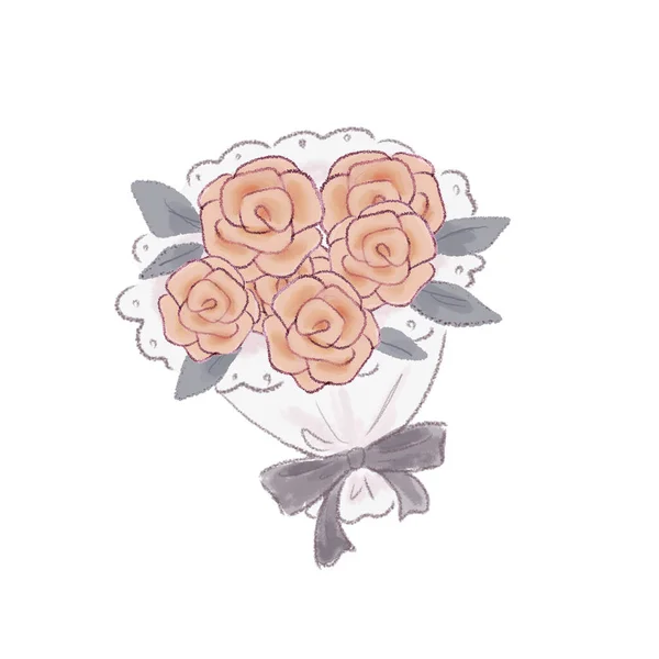 Bouquet Roses Sur Fond Blanc — Image vectorielle